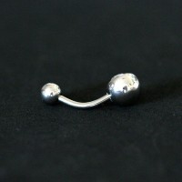 Piercing 316L Surgical Steel Navel Banana Large 1 Stone Crystal 1.6mm x 10mm