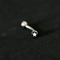 Eyebrow Piercing 316L Surgical Steel Curved Microbell with Star Logo 1.2mm x 8mm