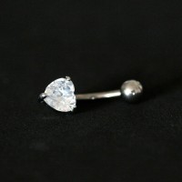 Navel Piercing 316L Surgical Steel Banana Bell Stone Zirconia Crystal Heart 10mm x 1.6mm