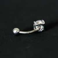 Navel Piercing 316L Surgical Steel Banana Bell Stone Zirconia Crystal Round 1.6mm x 10mm