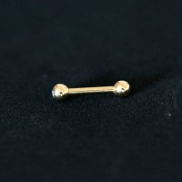 Eyebrow Piercing Microbell Straight Ball 18k Gold Plated with Crystal Stone 1.2mm x 8mm