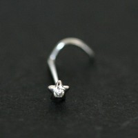 Nose piercing 18k White Gold Star with 01 Zirconia Stone