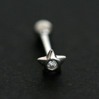 Ear Piercing Microbel 18k White Gold Star with Zirconia stones