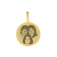 Gold Plated Pendant with engraved photo / Photoengraving 16 mm