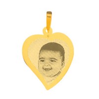 Gold Plated Pendant with engraved photo / 23.2mm x 21.2mm Photoengraving