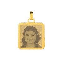 Gold Plated Pendant with engraved photo / 16.4mm x 16.4mm Photoengraving