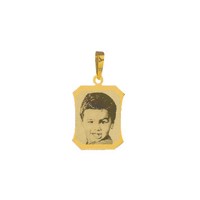 Gold Plated Pendant with engraved photo / Photoengraving 18.4mm x 14.2 mm