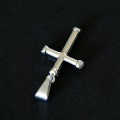 Small Steel Cross Pendant with Gold