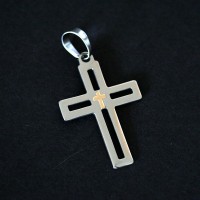 Steel Crucifix Pendant with Gold