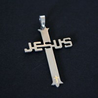 Pingente de Ao Crucifixo Jesus com Ouro