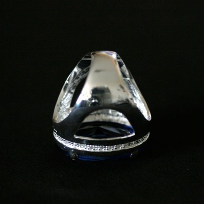 Anel de Prata 925 com Pedra Azul Cristal