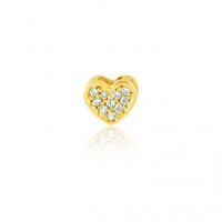 Pingente de Ouro 18k Separador Coração com Pedras de Zircônia Cristal 1,00mm S