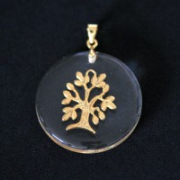 Semi pendant jewelry Gold Plated Translucent Tree of Life
