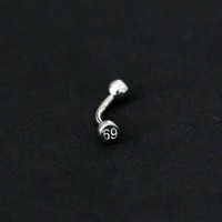 Piercing Aço Cirurgico 316L Sobrancelha Microbell Curvo com Logo 69 1,2mm x 8mm