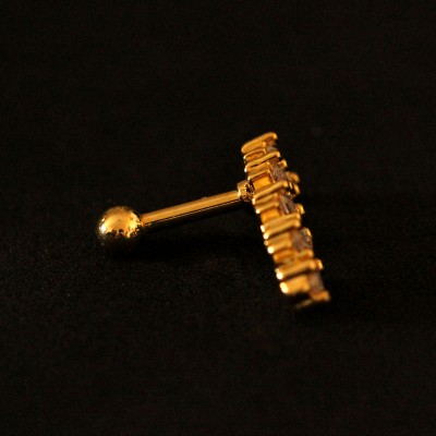 Piercing Aço Cirúrgico Cluster Folheado Ouro 18k 5 Lagrimas Pedra Crystal 1,2mm x 8mm