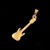 Pingente Semi Jóia Folheado a Ouro Guitarra com Pedra de Zircônia