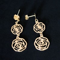 Earring Gold Plated Jewelry Semi Morena Rosa