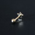Piercing Microbel de Orelha de Ouro 18k 0750 Estrela com Pedra Redonda