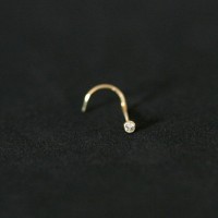 Piercing Nostril Ouro 18k Banhado Piercing Nariz Pedra Crystal Cravada 0,5mm x 7mm