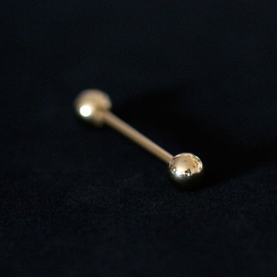 Barbell Piercing Esfera Banhado a Ouro 18k 1,6mm x 21mm
