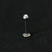 Piercing Aço Cirurgico 316L Esfera Pedra Crystal Labret Queixo 1,2mm x 8mm